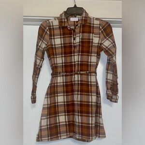 Girls Children’s Place brown flannel button down dress